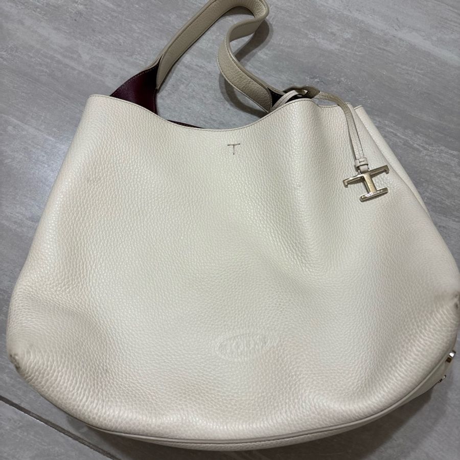 Tod’s肩背包 白色 荔枝紋-0