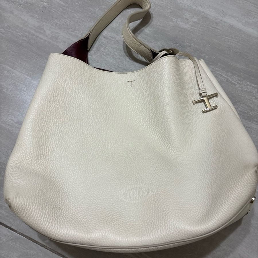 Tod’s肩背包 白色 荔枝紋-6