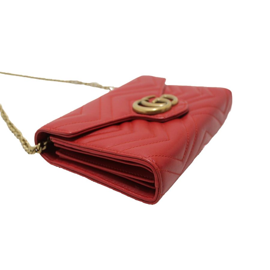 Gucci Red Marmont Matelassé Chevron Leather Mini Bag-6