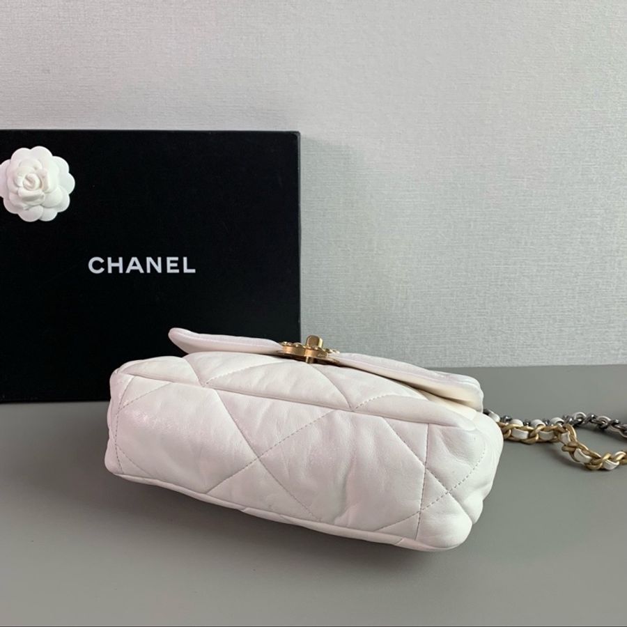 全網最低價🈶購證😍Chanel白金小號19bag單肩斜挎手提包-13