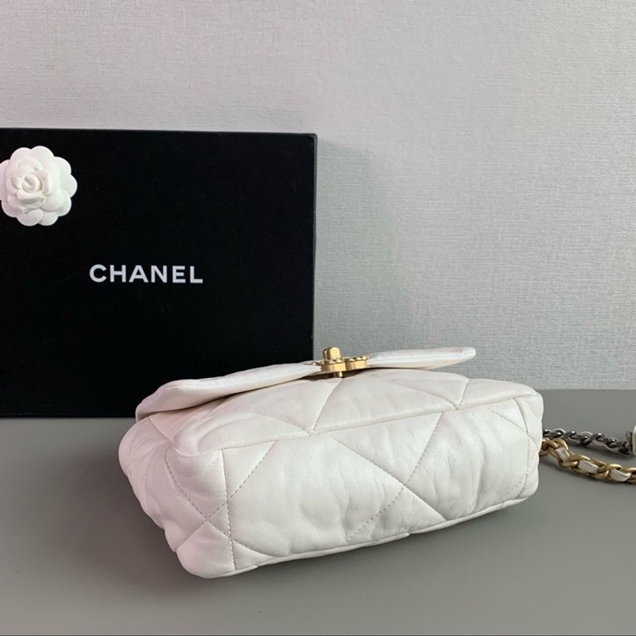 全網最低價🈶購證😍Chanel白金小號19bag單肩斜挎手提包-14