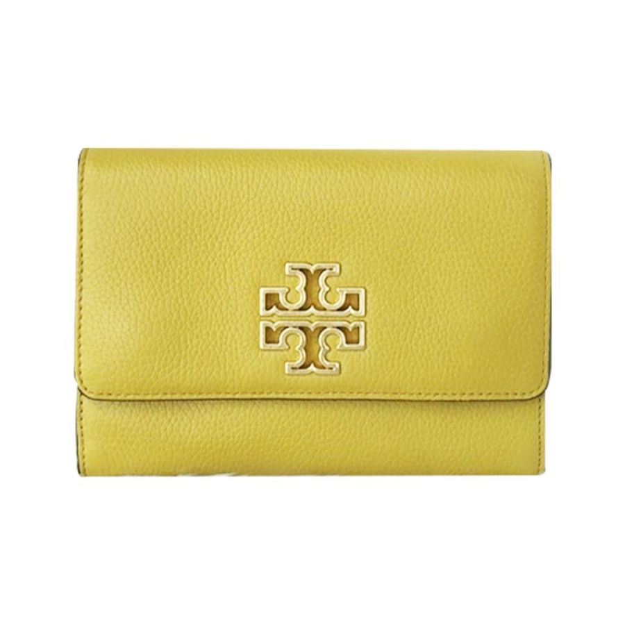 【TORY BURCH】雙T-LOGO翻蓋皮革斜背包-黃色-0