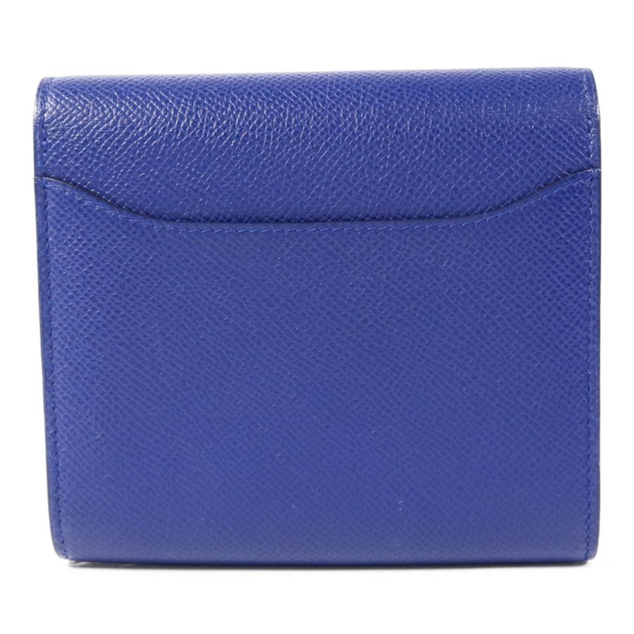 HERMES 【激減優惠】Epsom皮革Constance Short Wallet金扣錢包Bleu Electrique-1