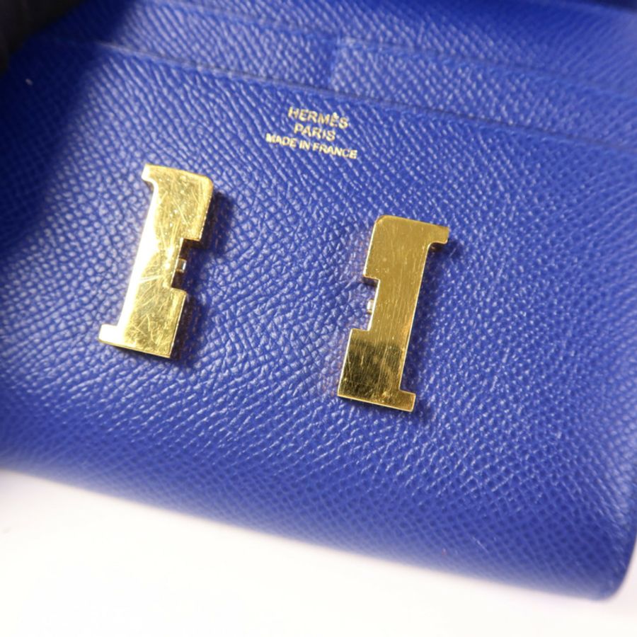 HERMES 【激減優惠】Epsom皮革Constance Short Wallet金扣錢包Bleu Electrique-10