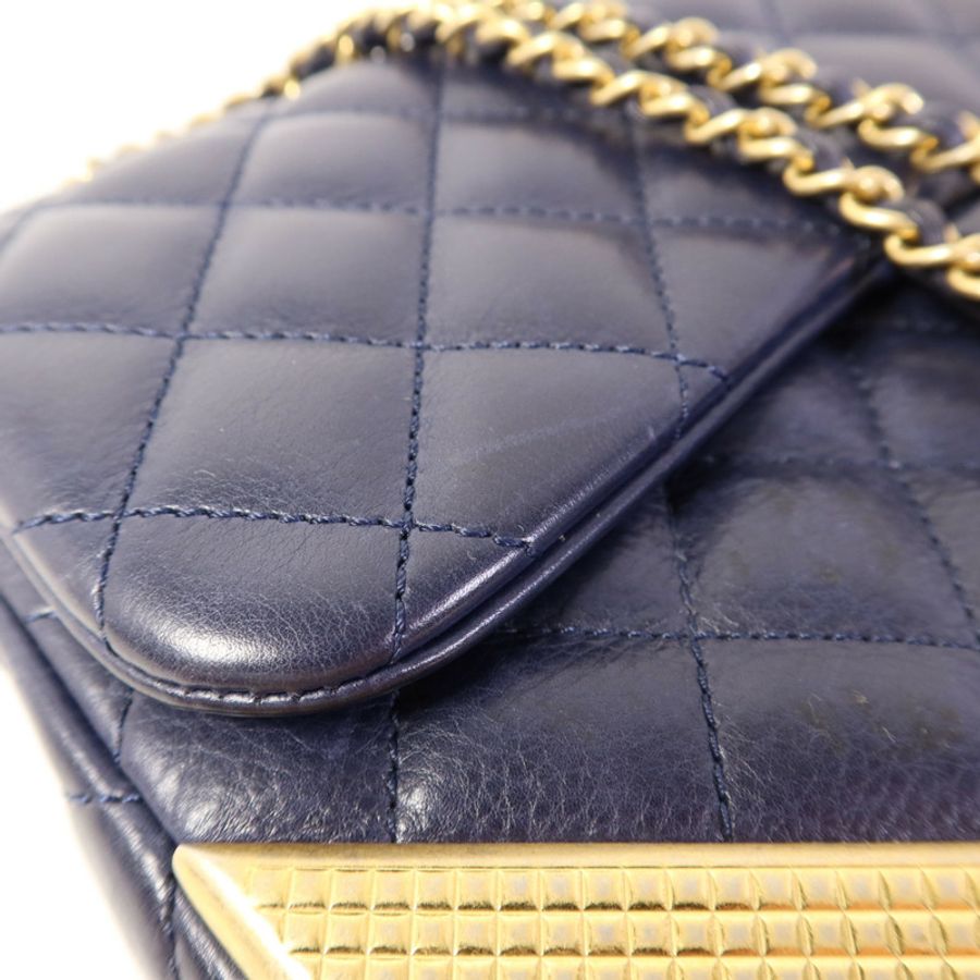 CHANEL 牛皮皮革Chain Shoulder Bag金扣鏈帶肩背袋-21