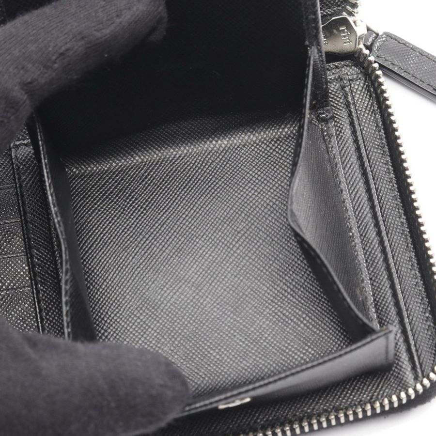 PRADA 黑色 Saffiano 皮革長拉鍊皮夾,二手,男女通用-4