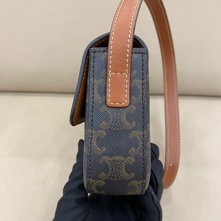 Celine 凱旋門老花腋下包 棕色老花-4