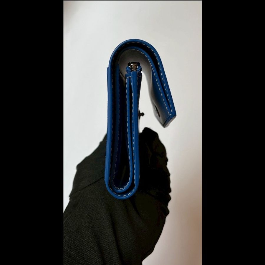 Goyard 藍色印花下蓋三折短夾-6