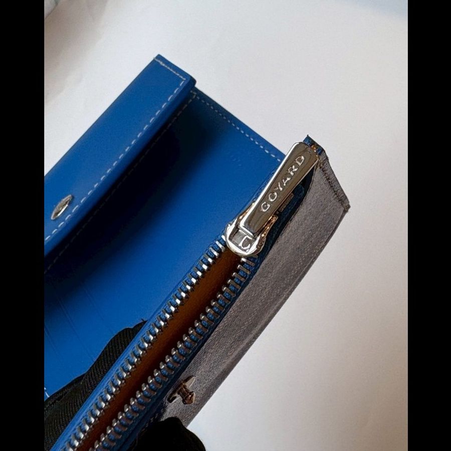 Goyard 藍色印花下蓋三折短夾-11