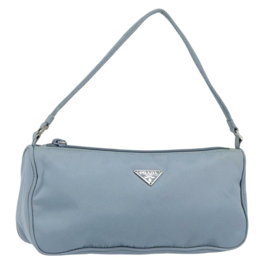 【日本直送】PRADA 尼龍材質淺藍色銀色配件包 Auth 147400-0