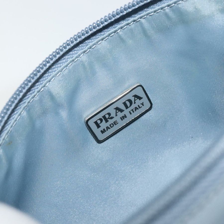 【日本直送】PRADA 尼龍材質淺藍色銀色配件包 Auth 147400-18