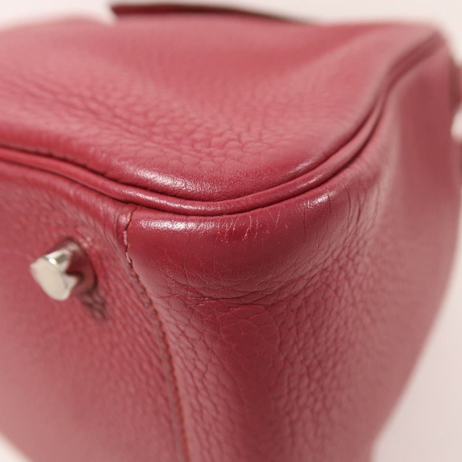 HERMES Clemence皮革Lindy 30銀扣手挽肩背兩用袋Rubis-11