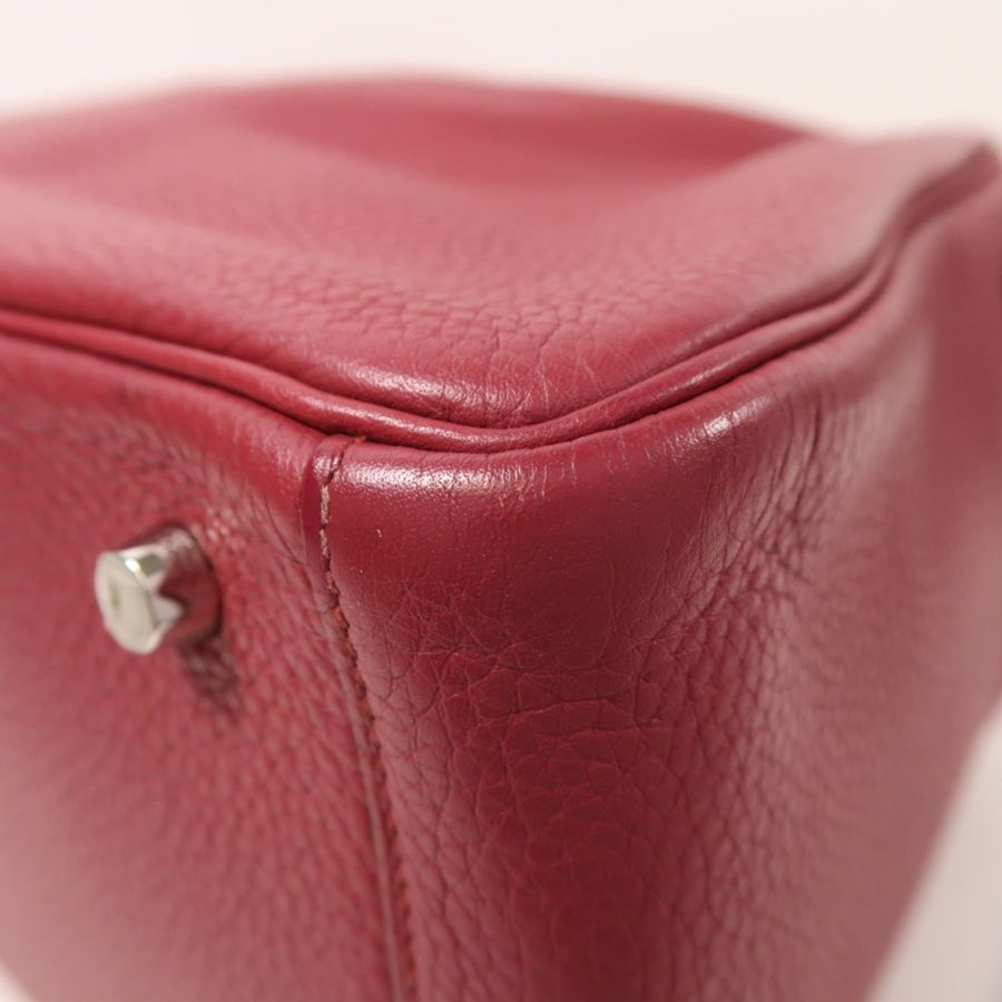 HERMES Clemence皮革Lindy 30銀扣手挽肩背兩用袋Rubis-13