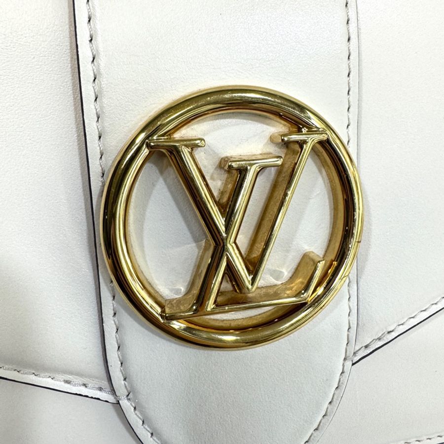 LV米白牛皮金釦下蓋Pont9 PM斜背包M55950-15