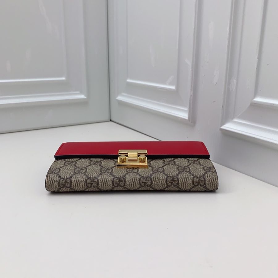 98新Gucci古馳 padlock 紅色拼老花钱包-7