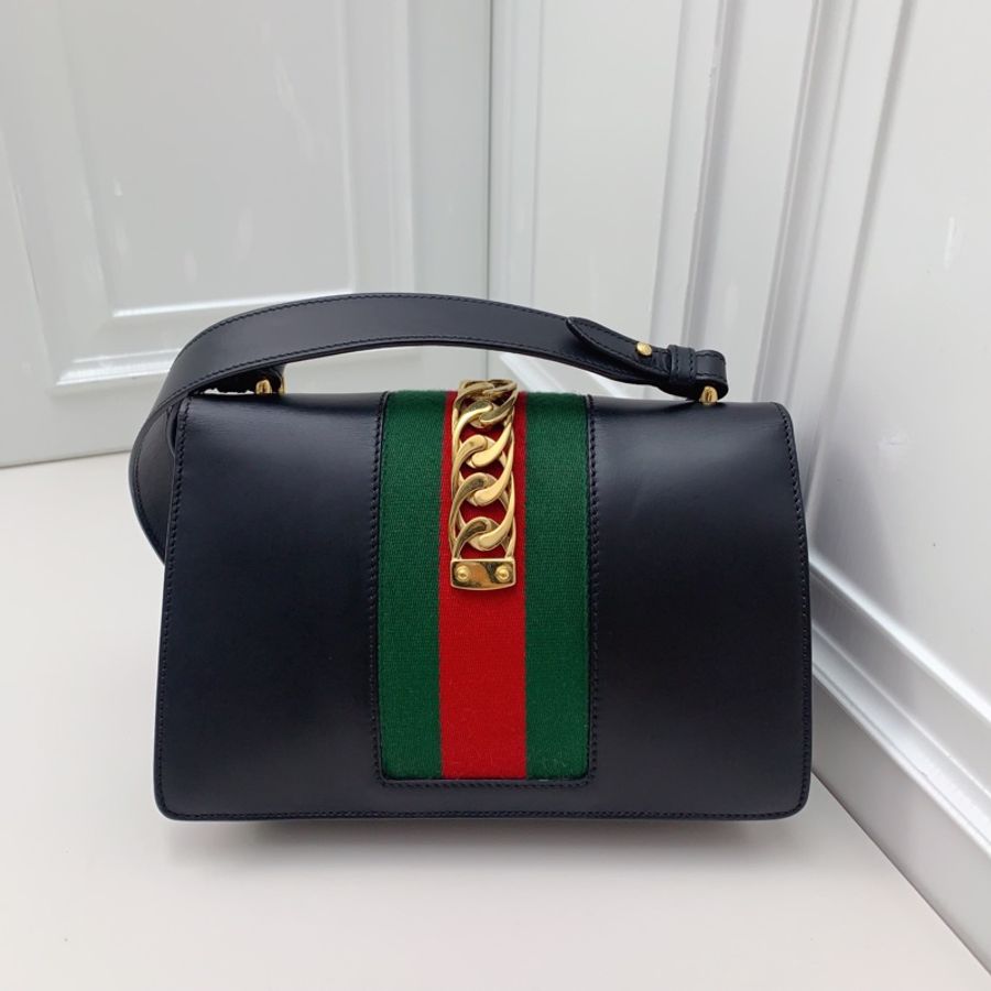 95新Gucci古馳 sylvie塞爾維亞 黑金中號-6