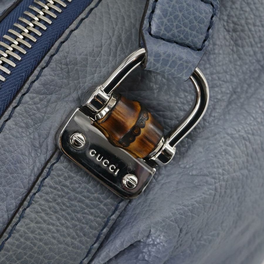 【日本直送】GUCCI 竹節托特包 皮革 藍色 正品 ep11117-16