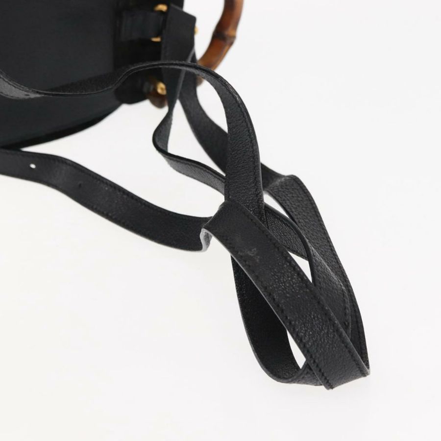 【日本直送】GUCCI 竹編雙肩包 絨面革 黑色 正品 BA6791-7