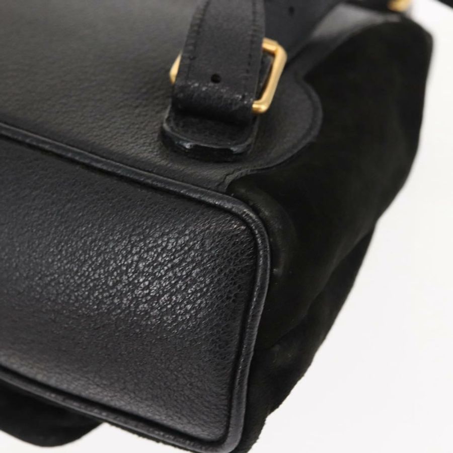 【日本直送】GUCCI 竹編雙肩包 絨面革 黑色 正品 BA6791-8