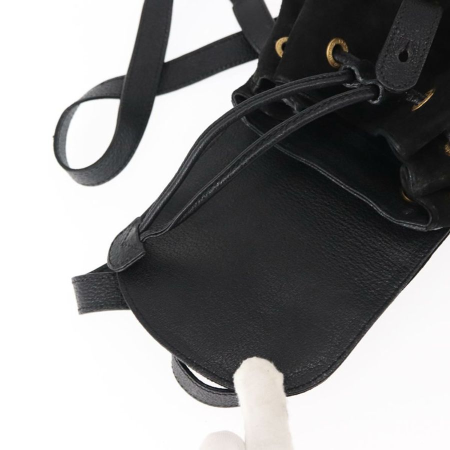 【日本直送】GUCCI 竹編雙肩包 絨面革 黑色 正品 BA6791-9