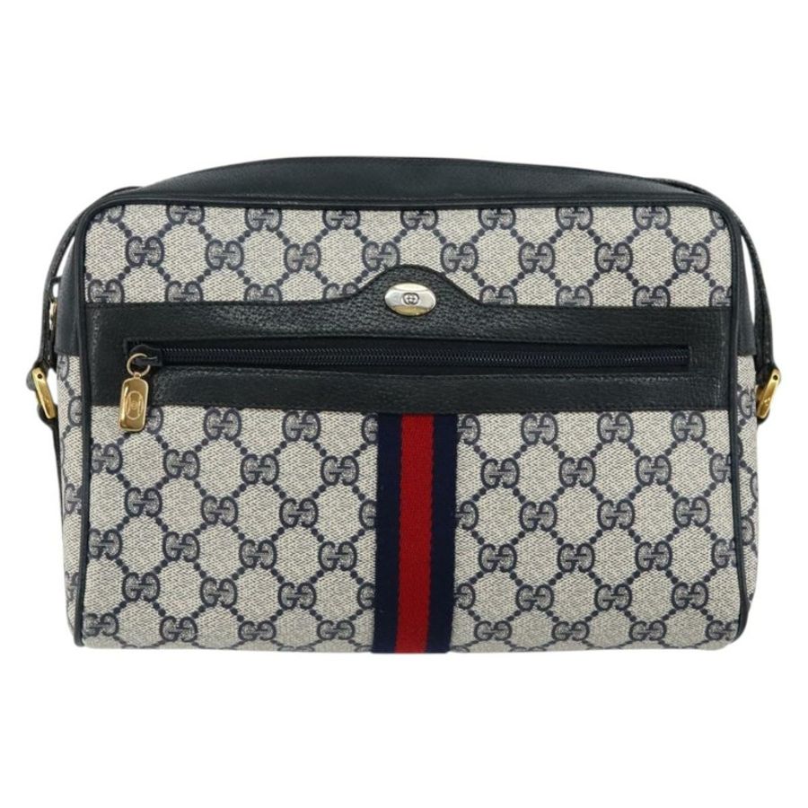 【日本直送】GUCCI GG Supreme Sherry Line 單肩包 PVC 海軍藍/紅色 56 02 005 正品 146673-12
