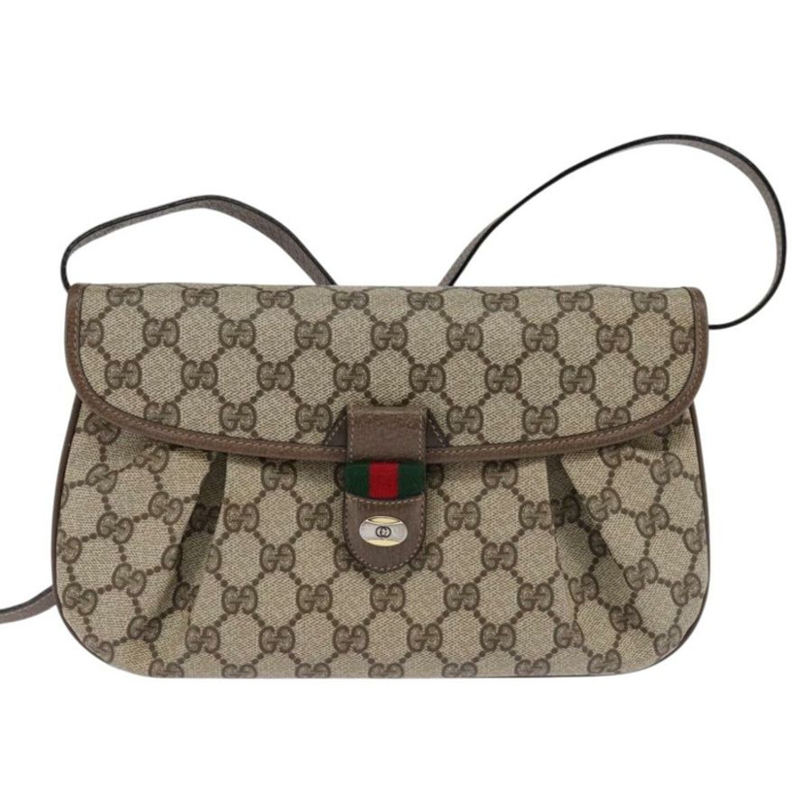 【日本直送】GUCCI GG Supreme Web Sherry Line 單肩包 PVC 米色 10 02 051 正品 147497-12
