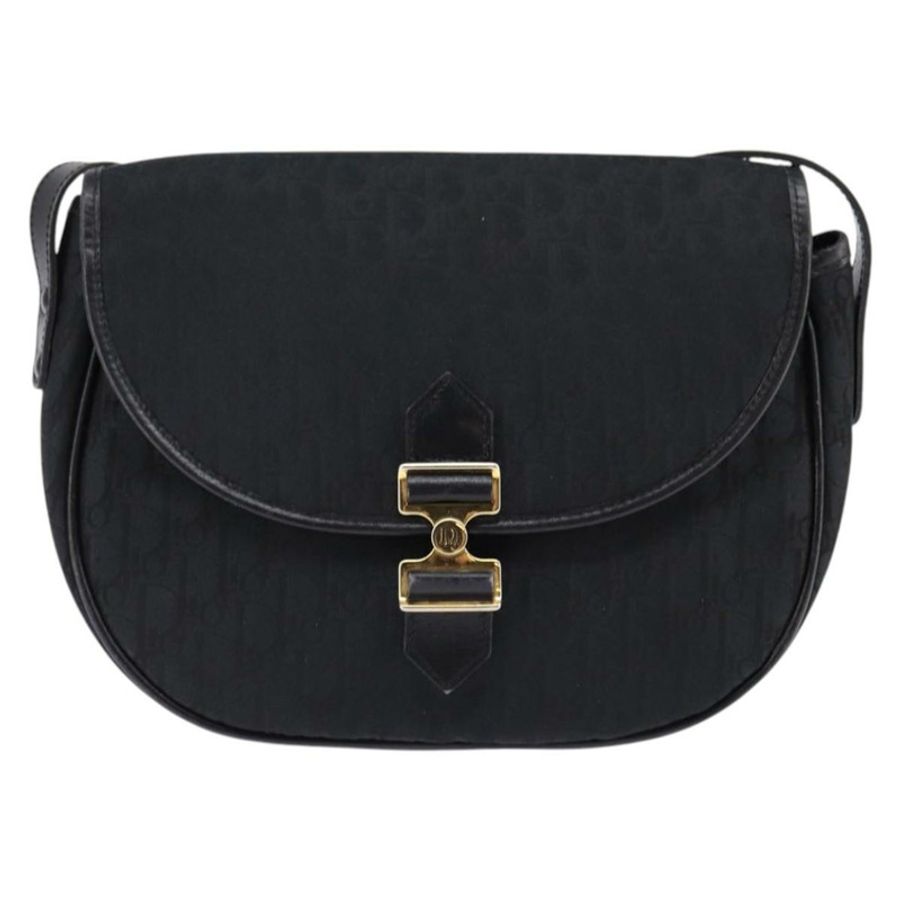 【日本直送】Christian Dior Trotter帆布肩背包 黑色金色 正品 SW1717-12