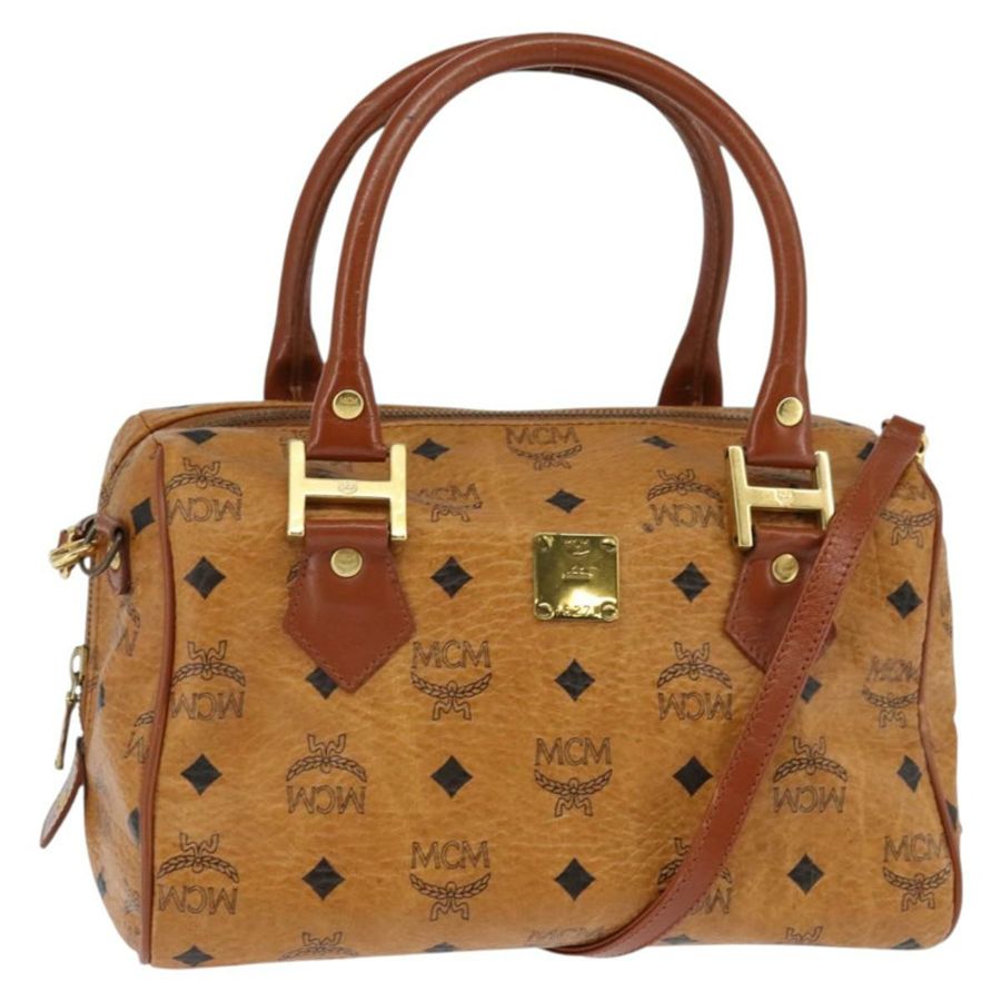 【日本直送】MCM Logoogram Vicetos 波士頓包 PVC 雙向棕色金色 正品 148327-0