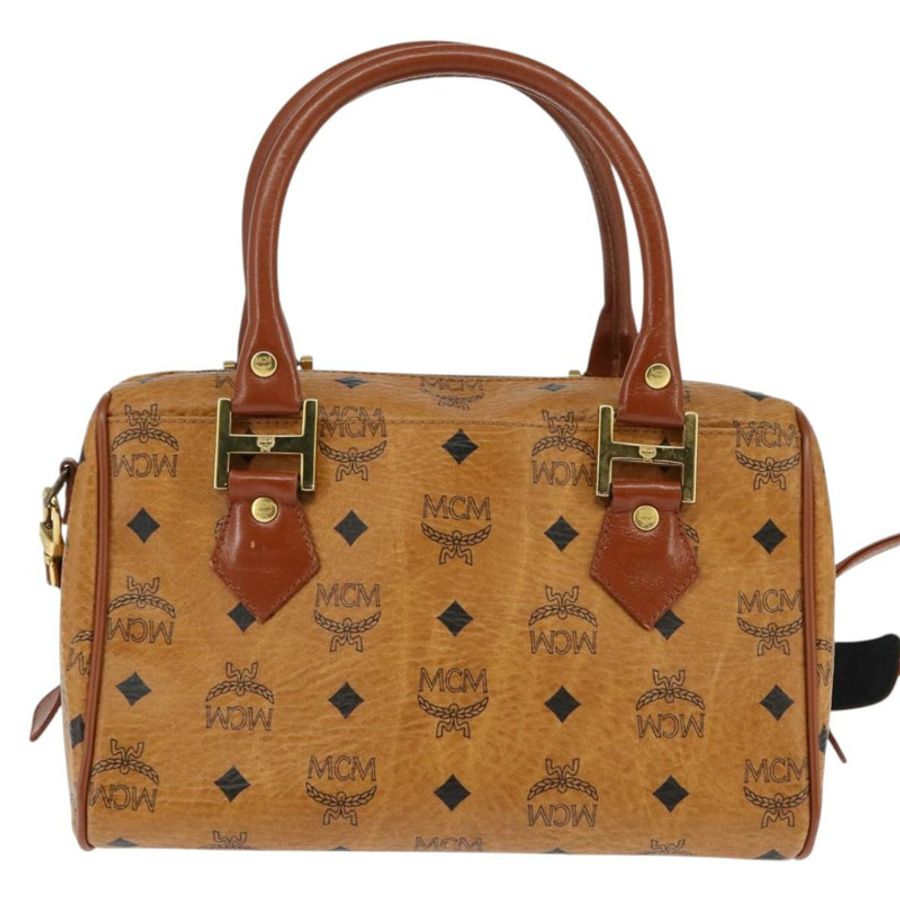 【日本直送】MCM Logoogram Vicetos 波士頓包 PVC 雙向棕色金色 正品 148327-1
