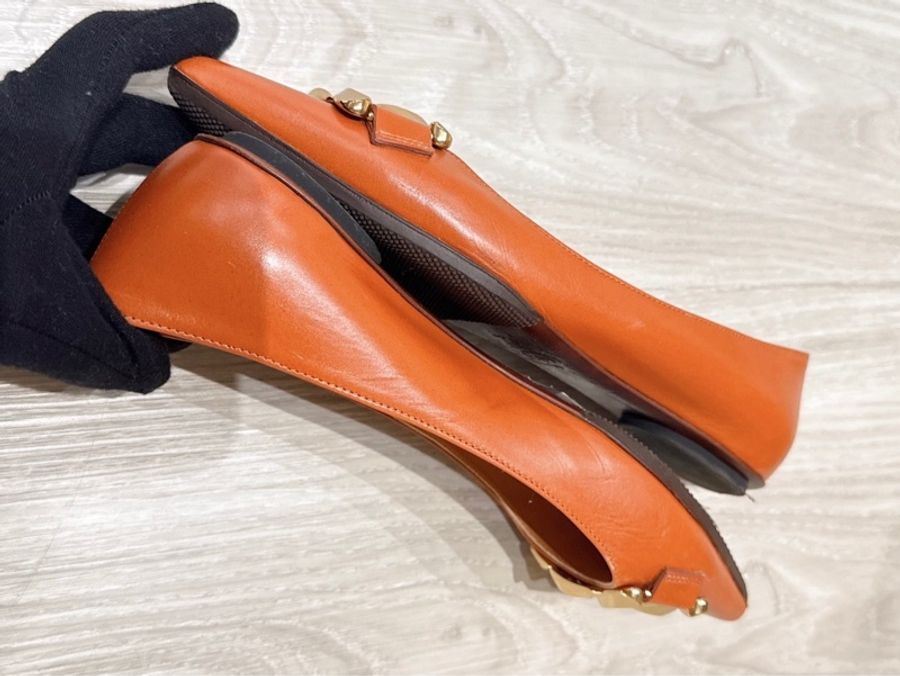TOD’S 焦糖色麻花釦尖頭平底鞋 37號-6
