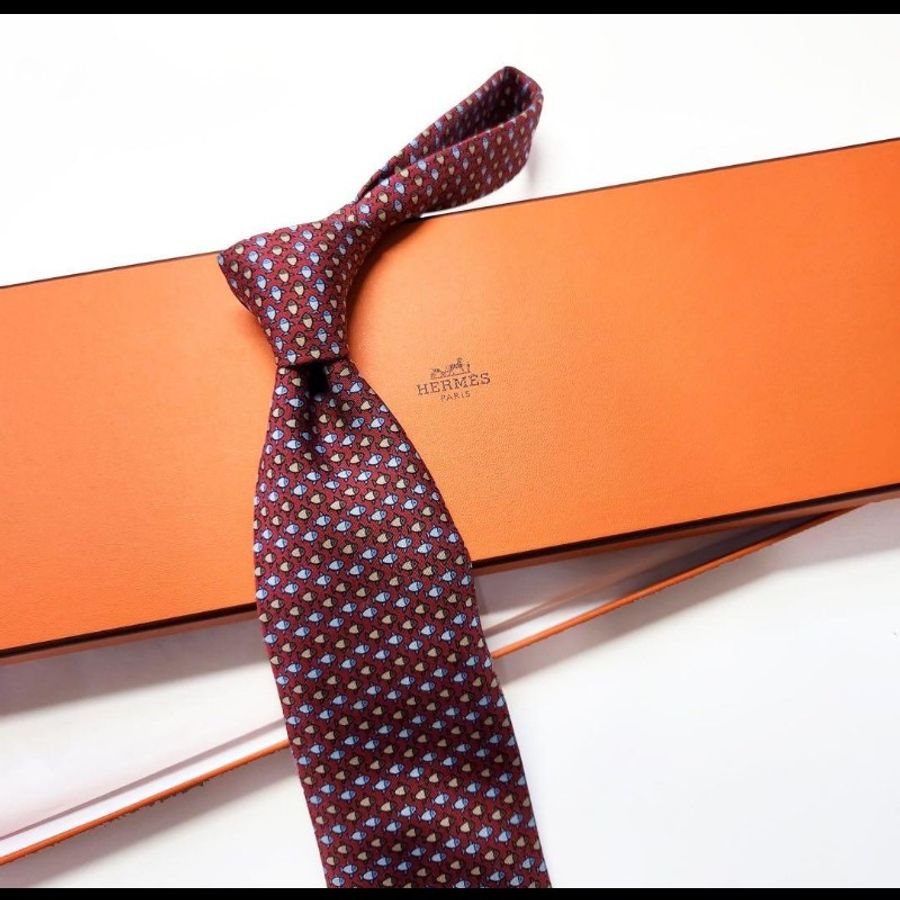 Hermes Ties 深紅色小魚領帶-1