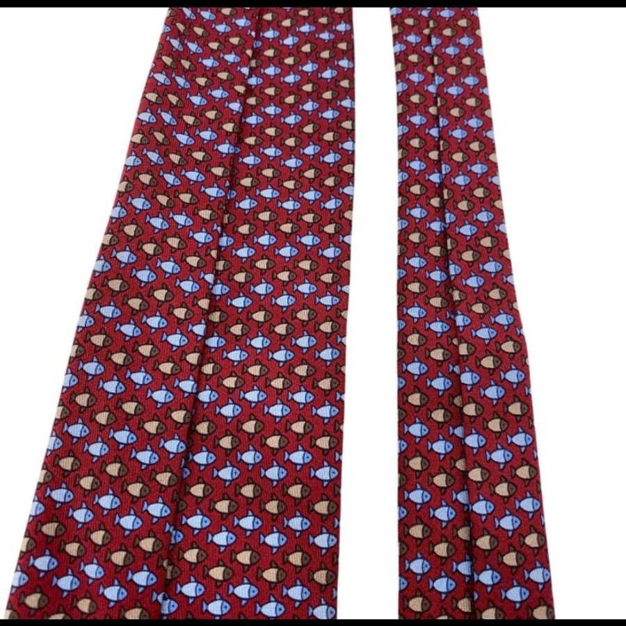 Hermes Ties 深紅色小魚領帶-10