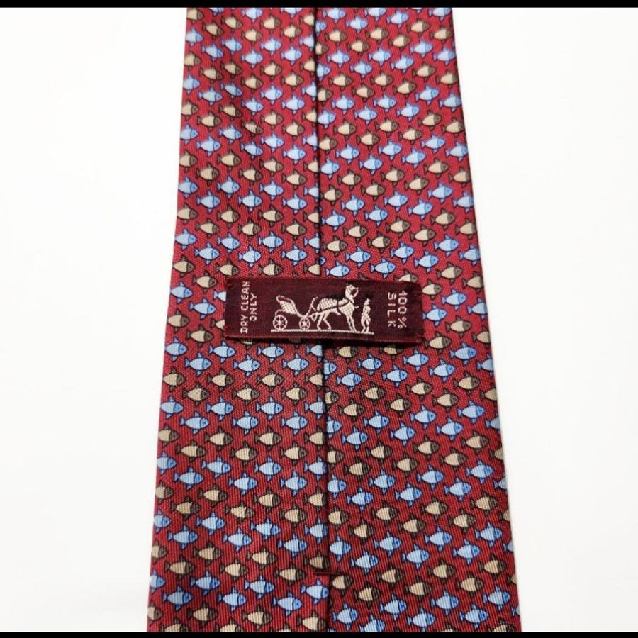 Hermes Ties 深紅色小魚領帶-16