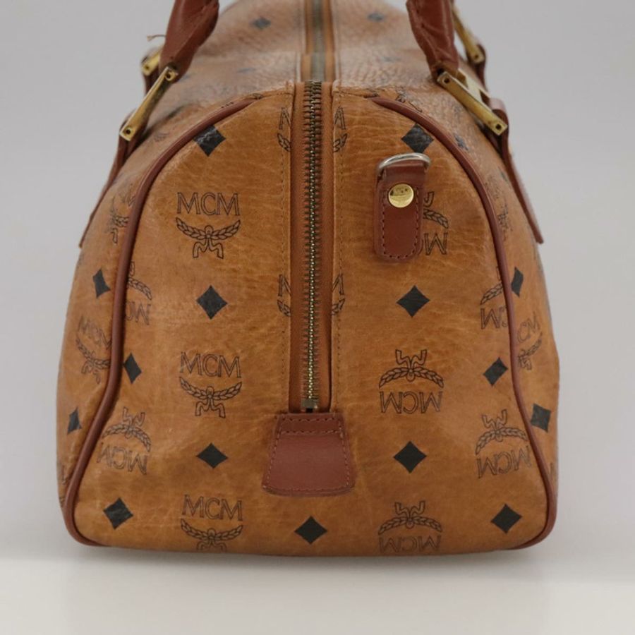【日本直送】MCM Vicetos Logoogram 迷你波士頓包 PVC 皮革 2way 棕色金色 Auth ki5381-2