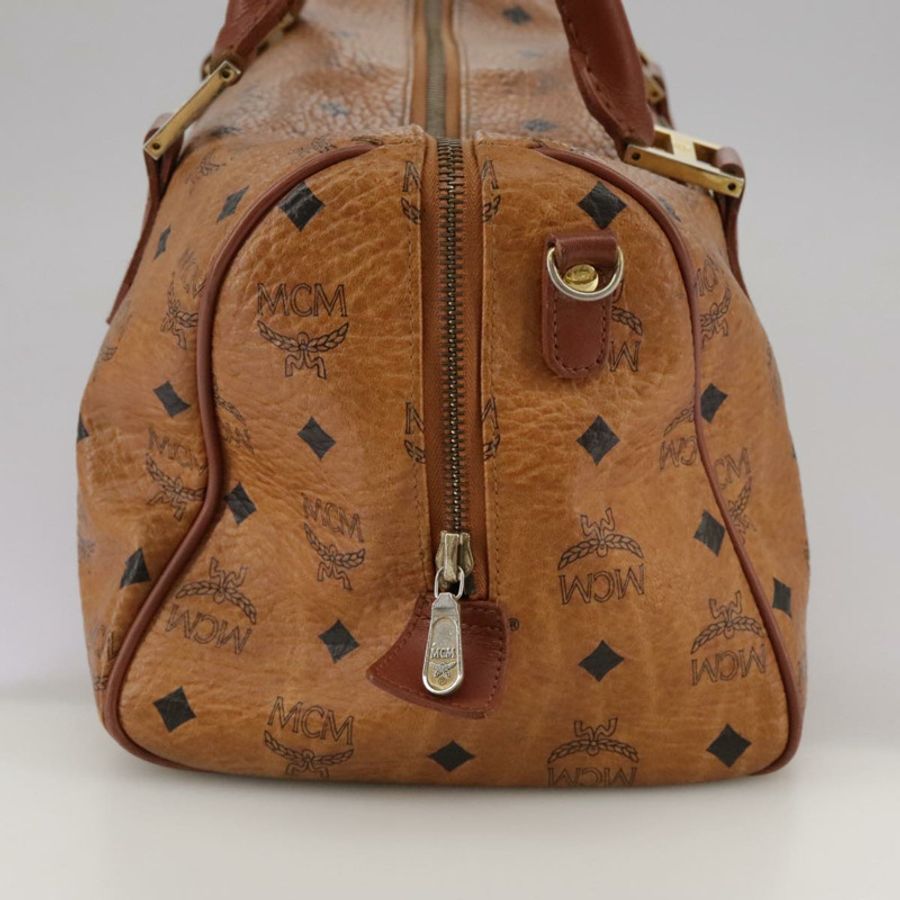 【日本直送】MCM Vicetos Logoogram 迷你波士頓包 PVC 皮革 2way 棕色金色 Auth ki5381-3