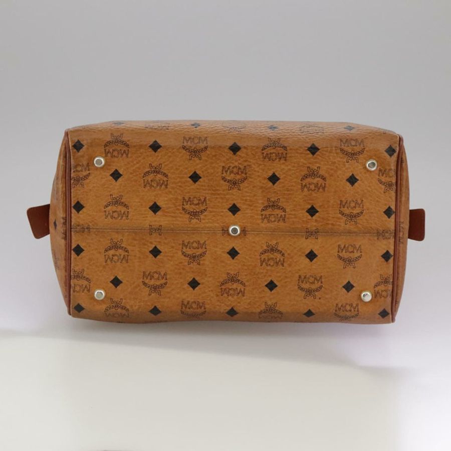【日本直送】MCM Vicetos Logoogram 迷你波士頓包 PVC 皮革 2way 棕色金色 Auth ki5381-4