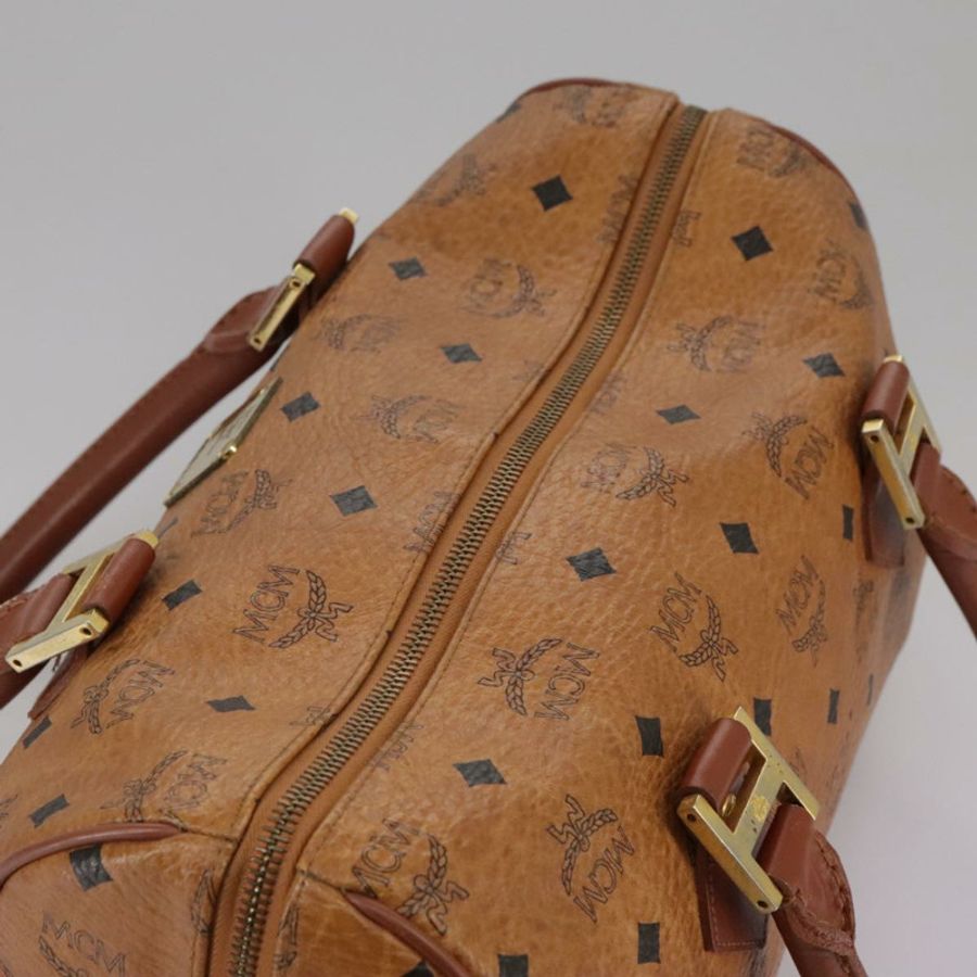 【日本直送】MCM Vicetos Logoogram 迷你波士頓包 PVC 皮革 2way 棕色金色 Auth ki5381-5