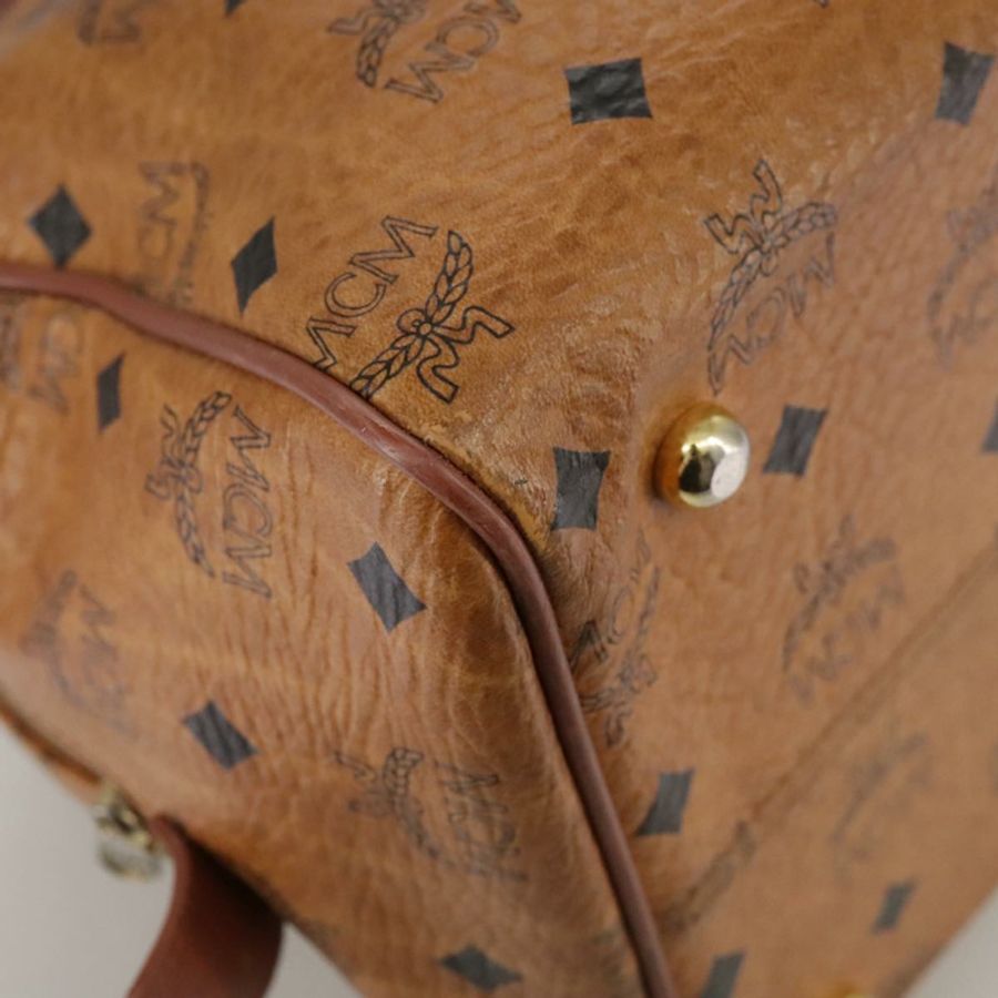 【日本直送】MCM Vicetos Logoogram 迷你波士頓包 PVC 皮革 2way 棕色金色 Auth ki5381-8