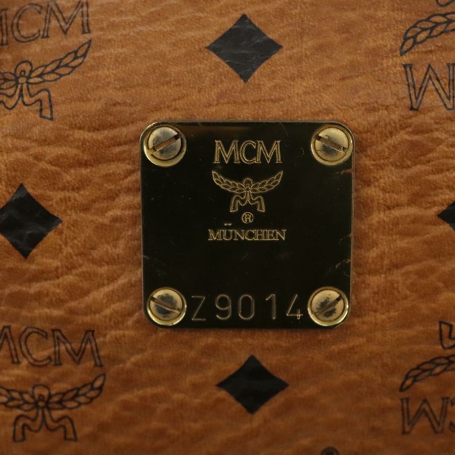 【日本直送】MCM Vicetos Logoogram 迷你波士頓包 PVC 皮革 2way 棕色金色 Auth ki5381-11