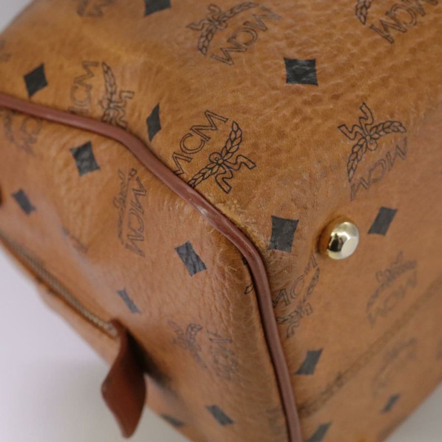 【日本直送】MCM Vicetos Logoogram 迷你波士頓包 PVC 皮革 2way 棕色金色 Auth ki5381-14