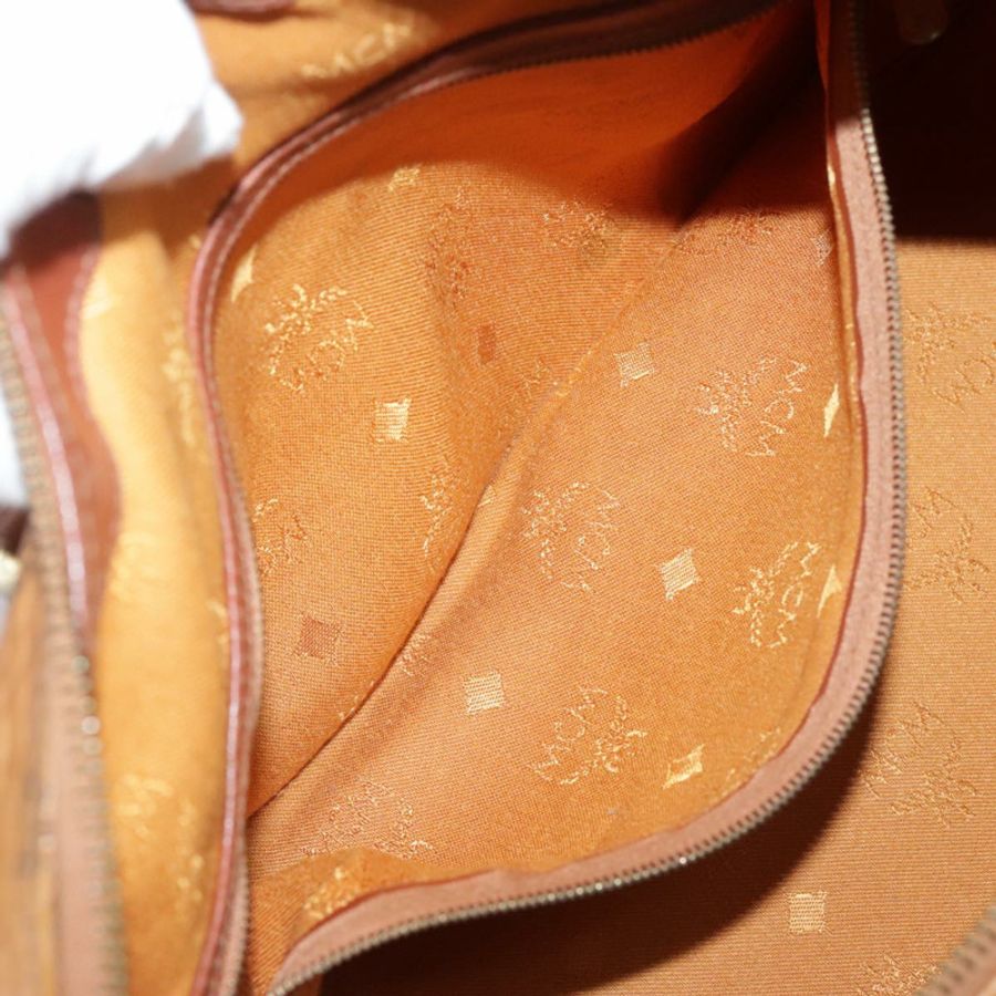 【日本直送】MCM Vicetos Logoogram 迷你波士頓包 PVC 皮革 2way 棕色金色 Auth ki5381-19
