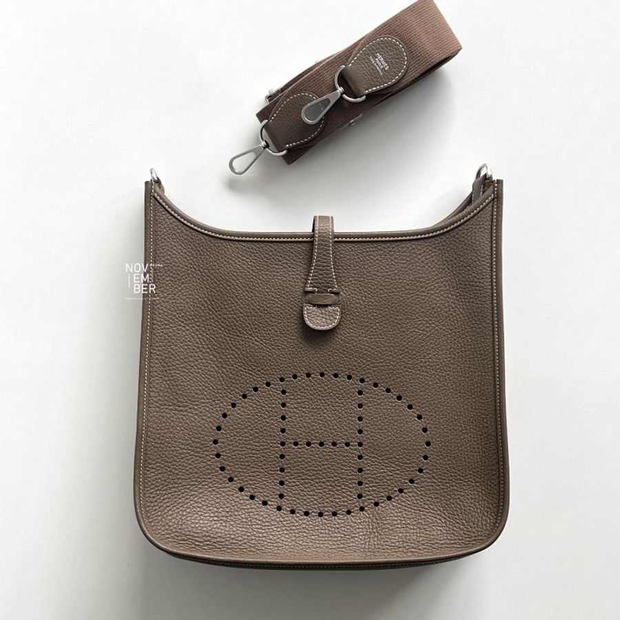 全新💖 全配有購證🙌🏻 Hermès 愛馬仕 Evelyne 29 大象灰銀釦-1