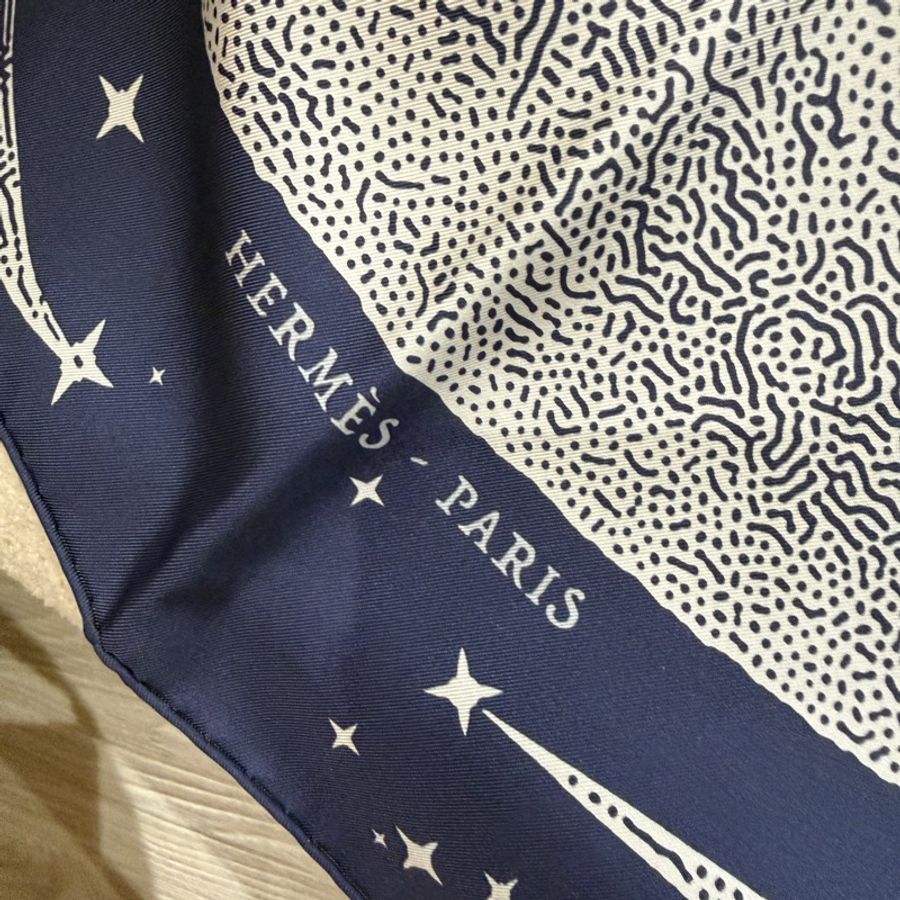 Hermes 月球絲巾🖤雙面🌛🩵超級美-2