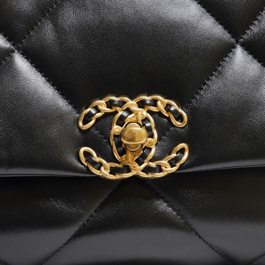 CHANEL 19 Bag 菱格紋羊皮手提肩背包 26 - 黑金-8