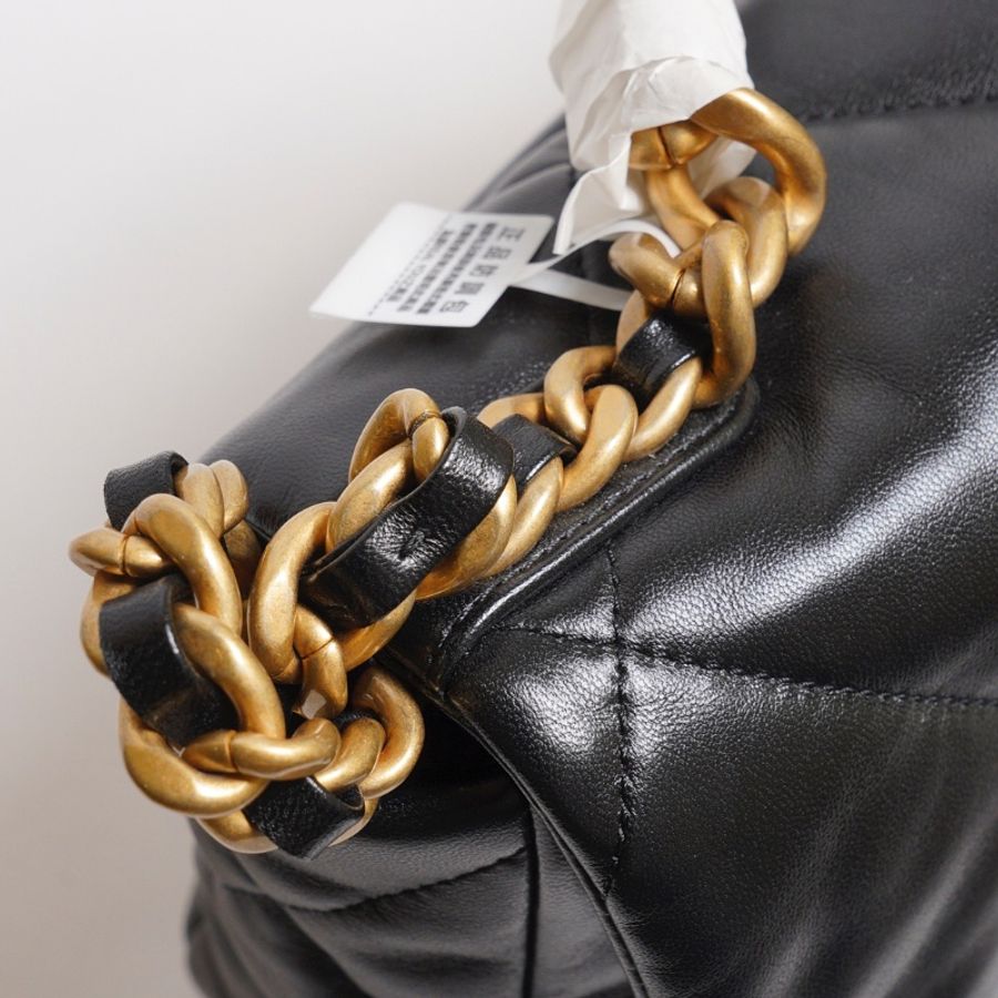 CHANEL 19 Bag 菱格紋羊皮手提肩背包 26 - 黑金-10
