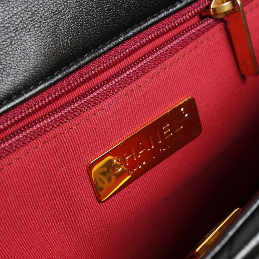 CHANEL 19 Bag 菱格紋羊皮手提肩背包 26 - 黑金-19