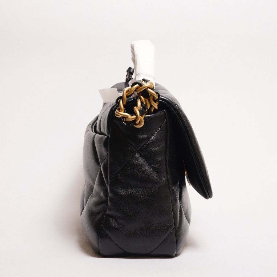 CHANEL 19 Bag 菱格紋羊皮手提肩背包 26 - 黑金-3
