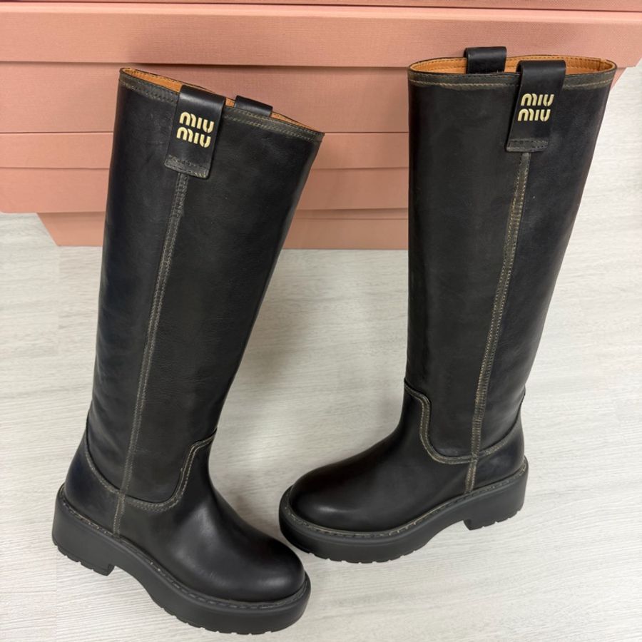促銷品 MIU MIU 做舊款 高筒靴 黑色 36碼-3