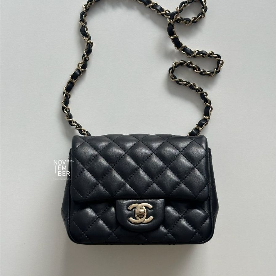 99新✨ Chanel 香奈兒 方胖 黑色金釦-0
