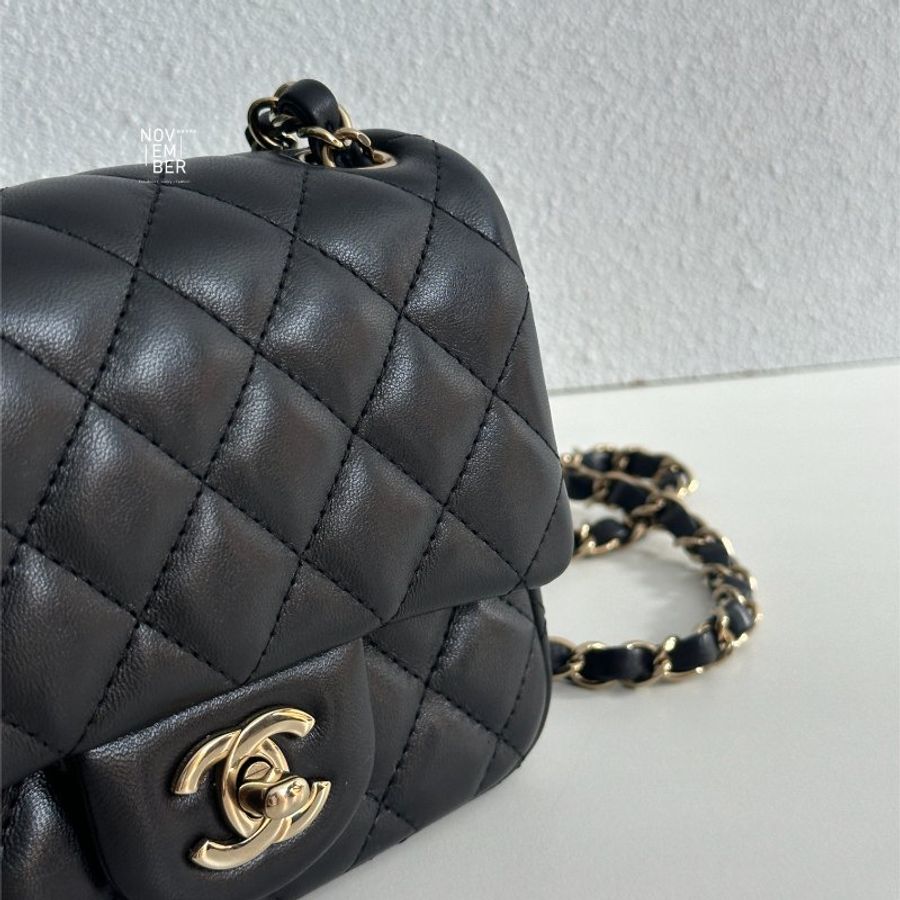 99新✨ Chanel 香奈兒 方胖 黑色金釦-1